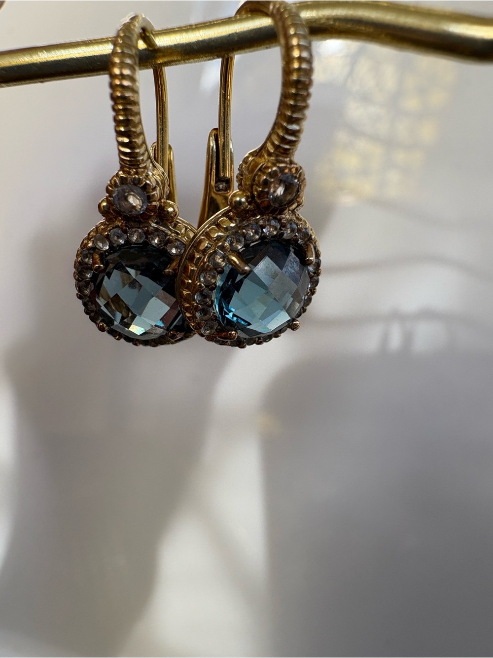 JUDITH RIPKA 14K Plated STERLING SILVER BLUE EARRINGS NEW - Picture 4 of 13
